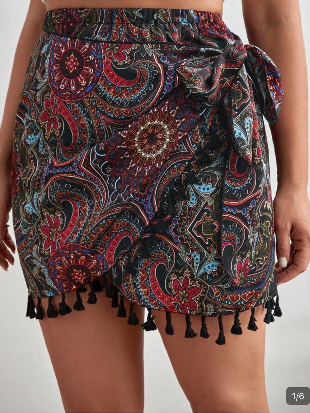 SHEIN Paisley Wrap Mini Skirt